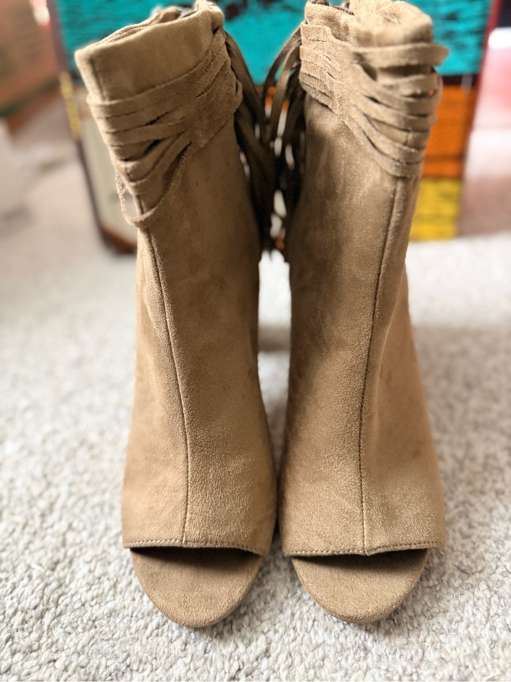 Zigi soho Faux Suede Peep-Toe Booties